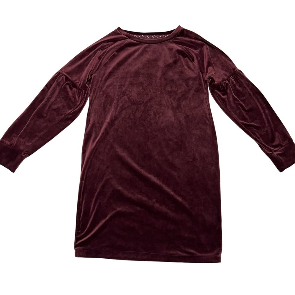 Marc New York XL Long Sleeve Dress Burgundy Velvet Puff Sleeve